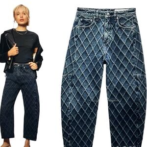 Rag & Bone Quilted Barrel Jeans 26 Charlie High-Rise. Sold Out! NWOT